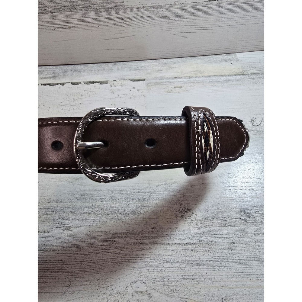 Nocona Belt Co‎ Kids Brown Leather Western Concho Belt Silver Buckle N4415801 20